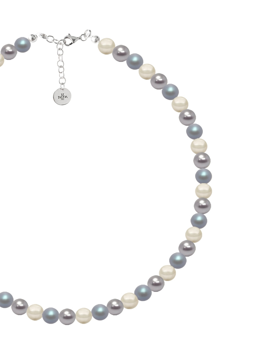 Collar de Mujer Perlas de Cristal Plata 925 Zvezda