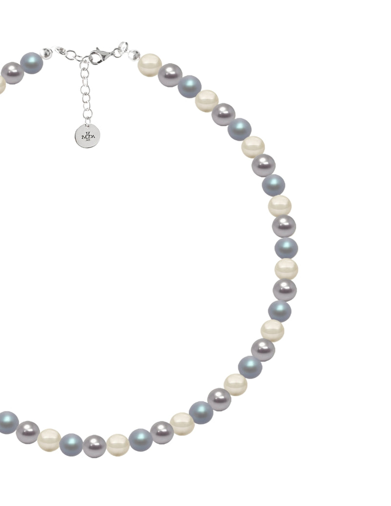 Collar de Mujer Perlas de Cristal Plata 925 Zvezda - puesta