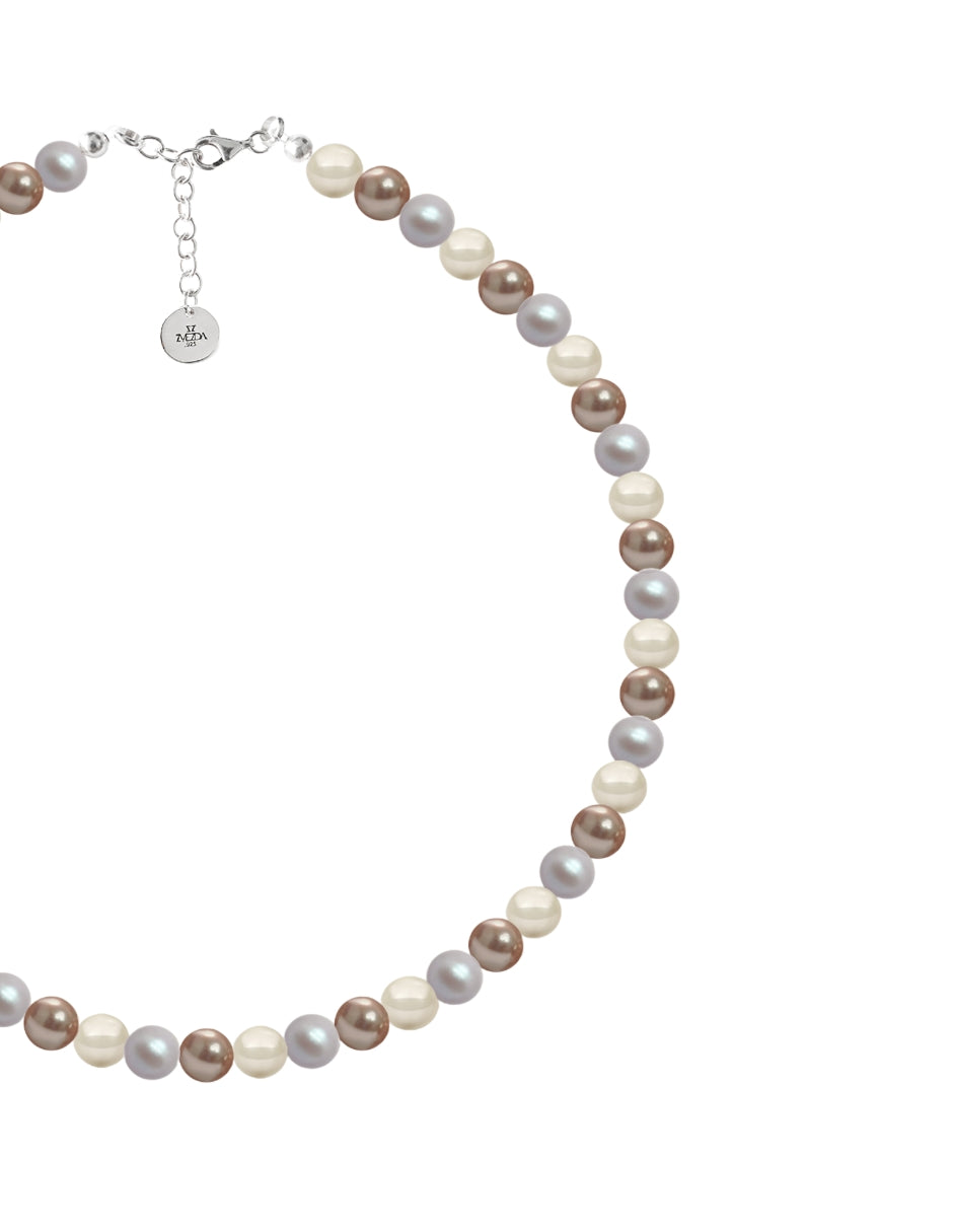 Collar de Mujer Perlas de Cristal Plata 925 Zvezda