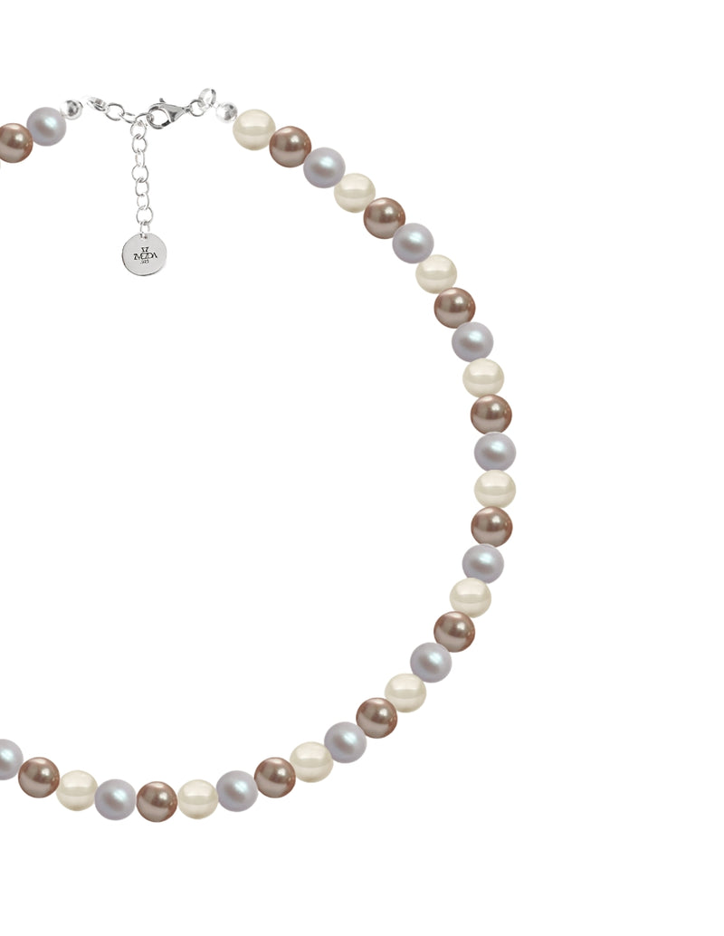 Collar de Mujer Perlas de Cristal Plata 925 Zvezda - detalle