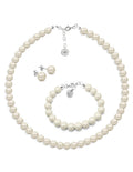 Collar, Aretes y Pulsera de Mujer Perlas de Cristal Plata .925 Zvezda