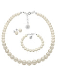 Collar, Aretes y Pulsera de Mujer Perlas de cristal Crecientes Plata.925 Zvezda