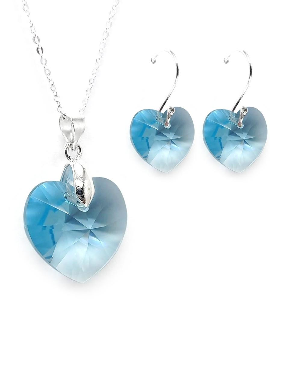 Collar y Aretes de Mujer Plata .925 Heart
