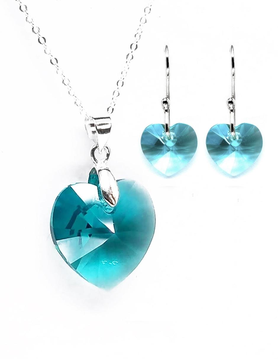 Collar y Aretes de Mujer Plata .925 Heart