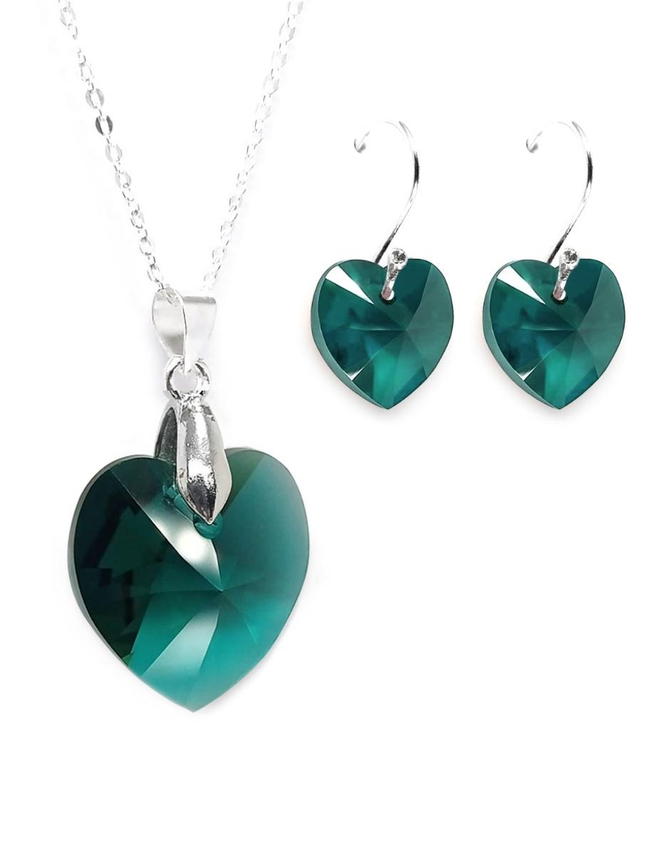 Collar y Aretes de Mujer Plata .925 Heart