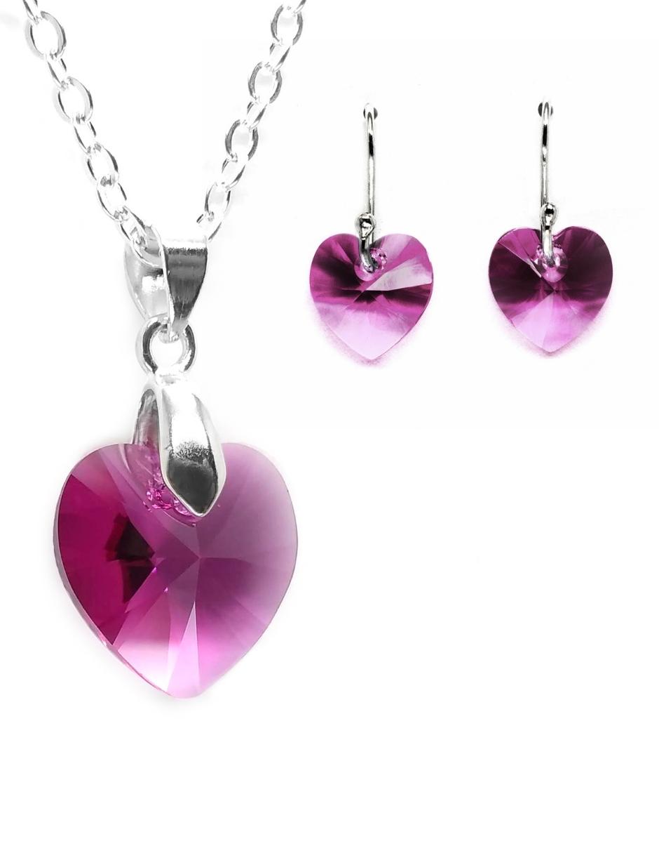 Collar y Aretes de Mujer Plata .925 Heart