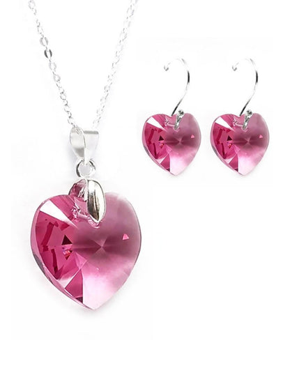 Collar y Aretes de Mujer Plata .925 Heart