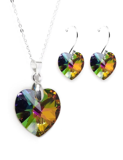 Collar y Aretes de Mujer Plata .925 Heart