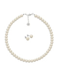 Collar y Aretes de Mujer, Perlas de cristal, Plata .925 Zvezda