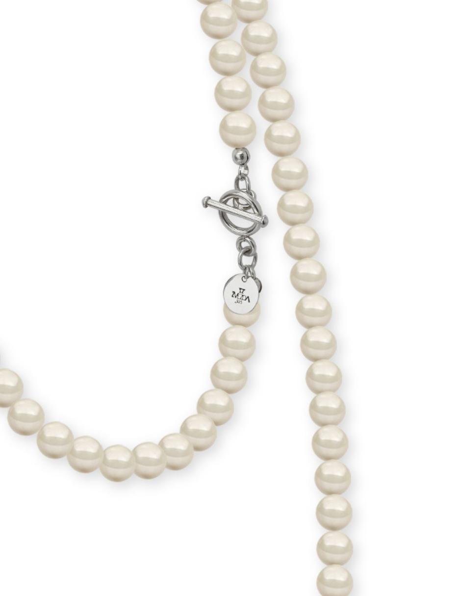 Collar Triple y Aretes de Mujer Perlas de Cristal Plata .925 Zvezda
