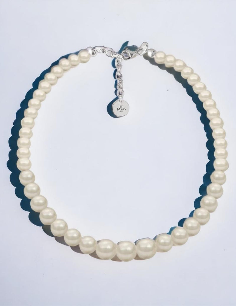 Collar de Mujer Perlas de Cristal Crecientes Plata .925 Zvezda - puesta