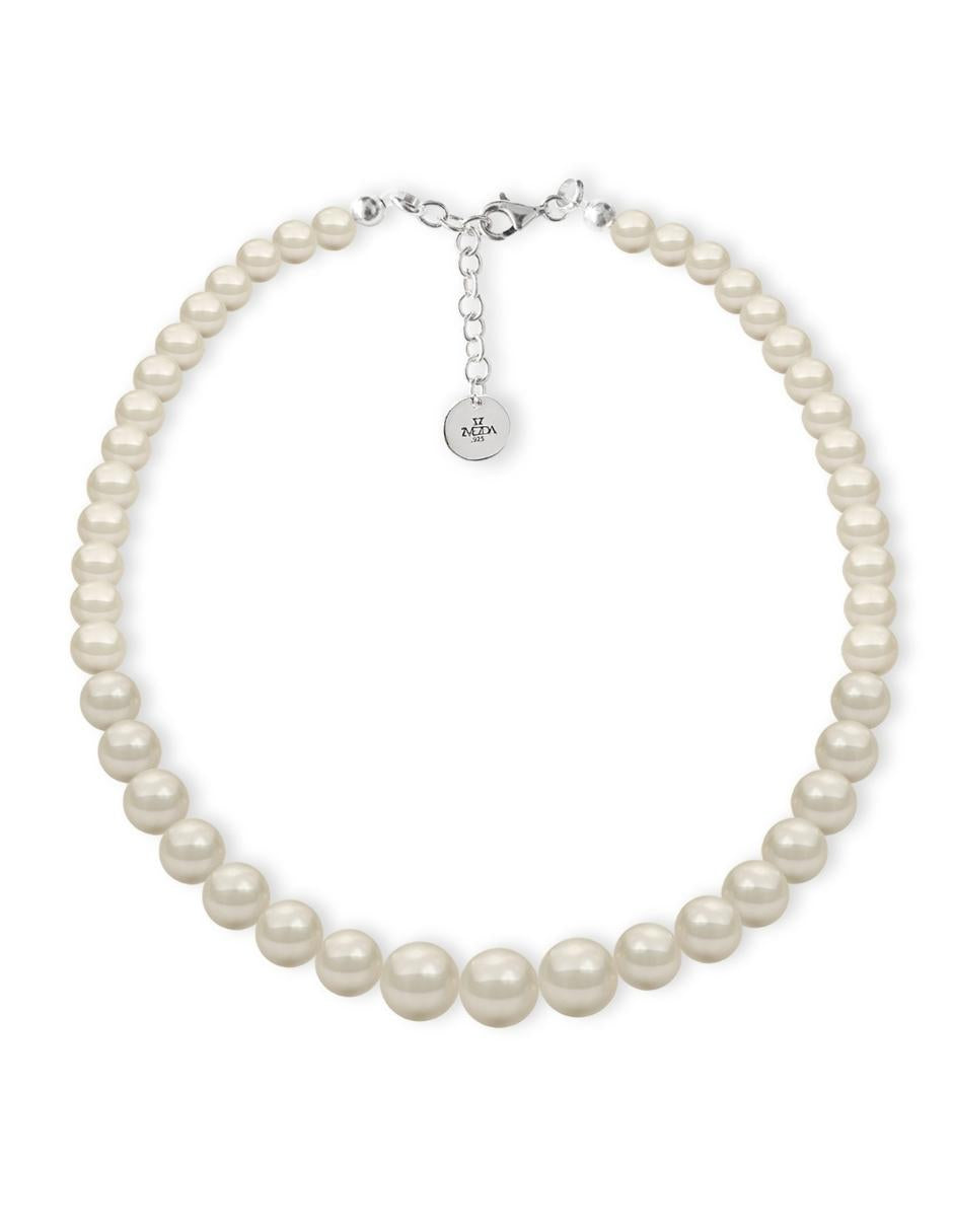 Collar y Aretes de Mujer Perlas de Cristal Crecientes Plata .925 Zvezda